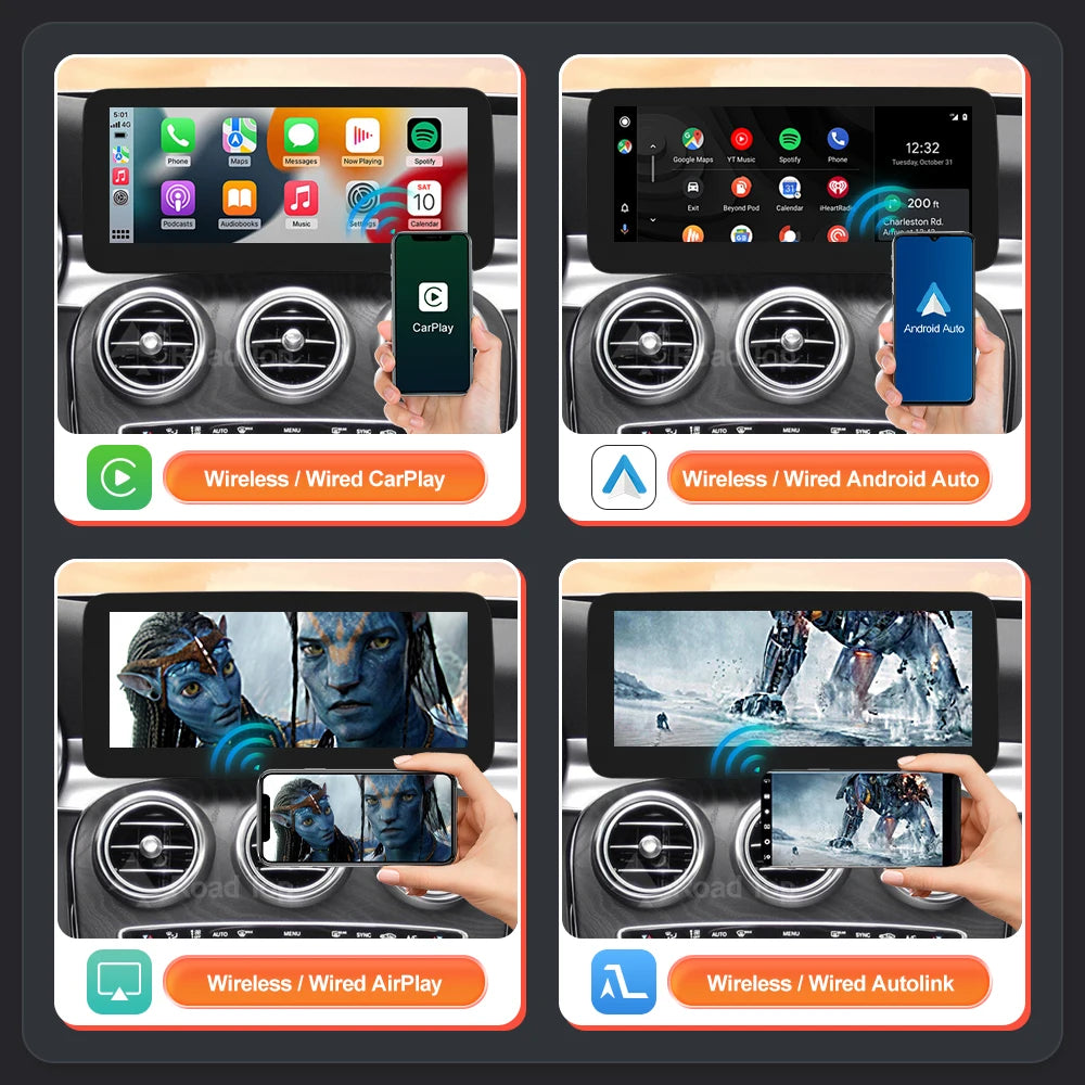 Road Top Wireless CarPlay Android Auto Multimedia Screen for Mercedes-Benz