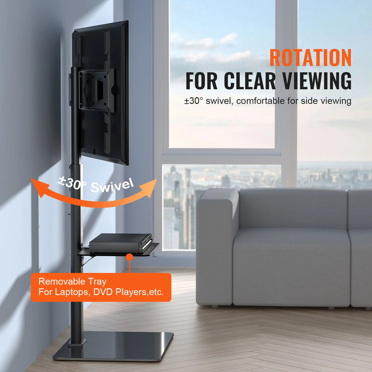 SucceBuy Height Adjustable Swivel Floor Television Stand