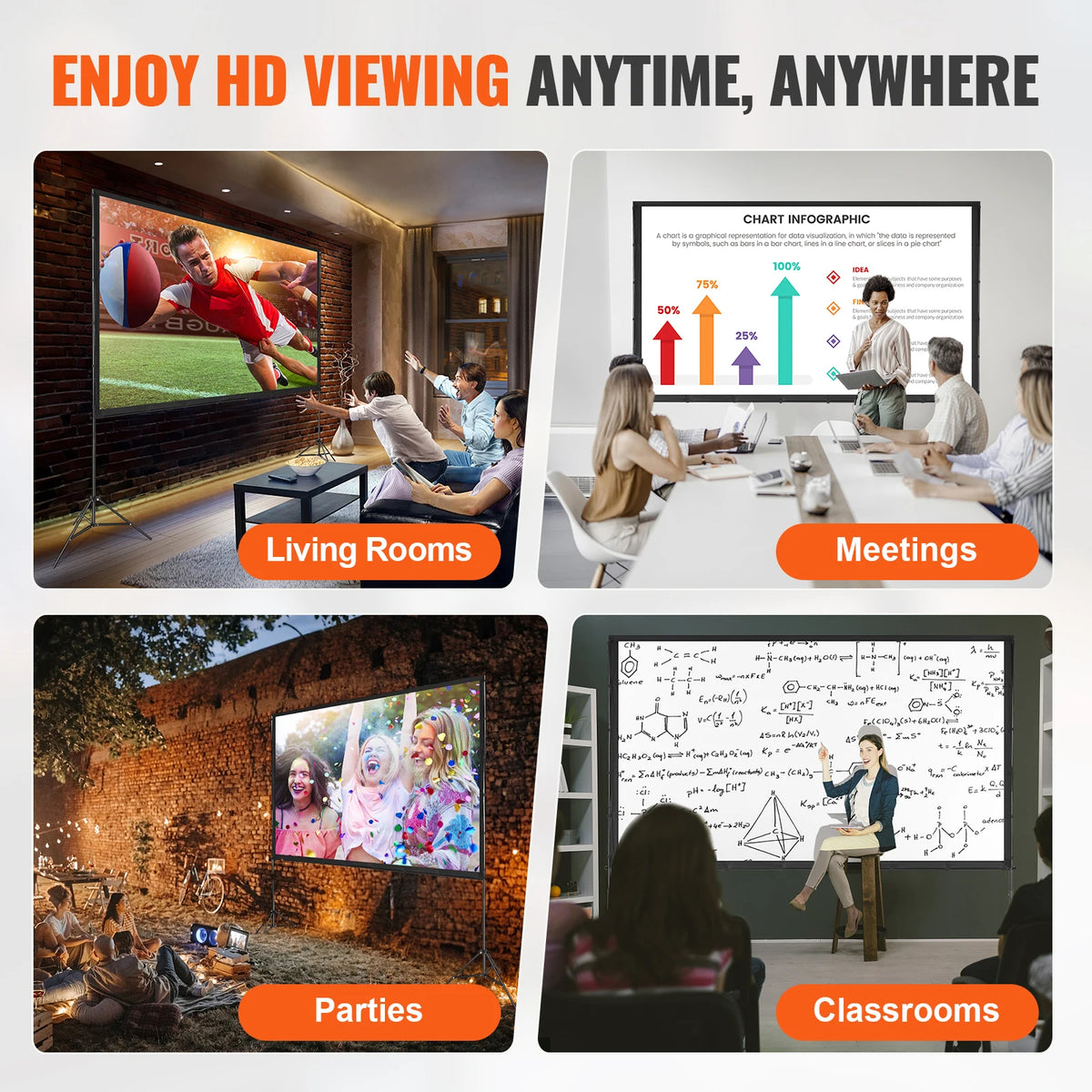 Vevor Portable Projector Screen With Adjustable Stand