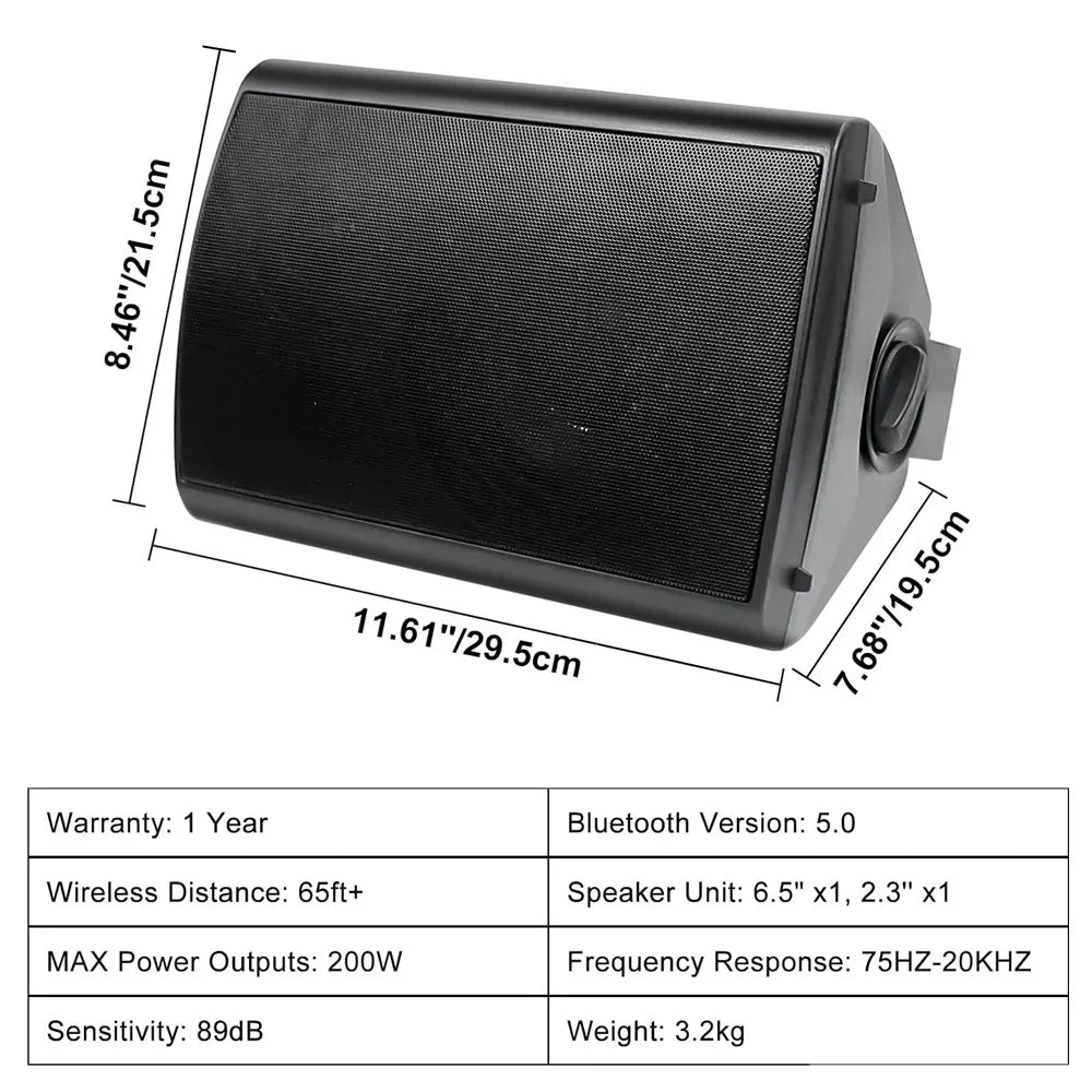 Herdio 800W Outdoor Bluetooth Speakers Waterproof Wall Mount Twin Pack