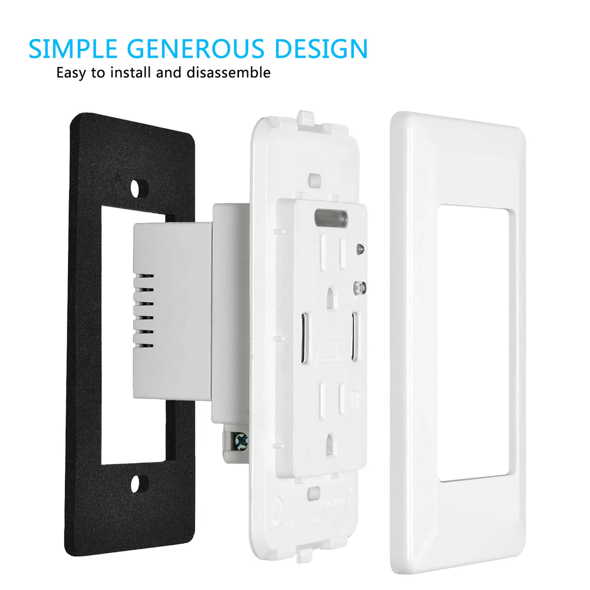 15Amp Usb Wall Outlet With Auto Nightlight And Cover Plates