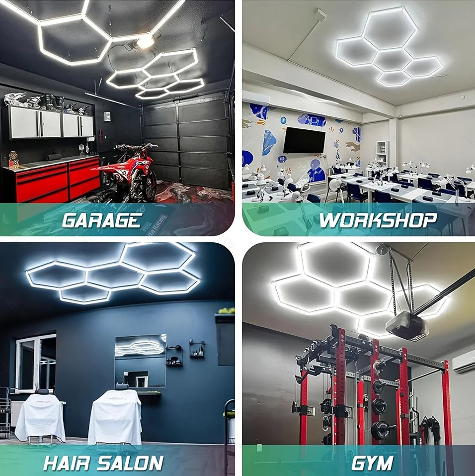 Pibaogu Hexagon LED Honeycomb Ceiling Light For Garage Shop