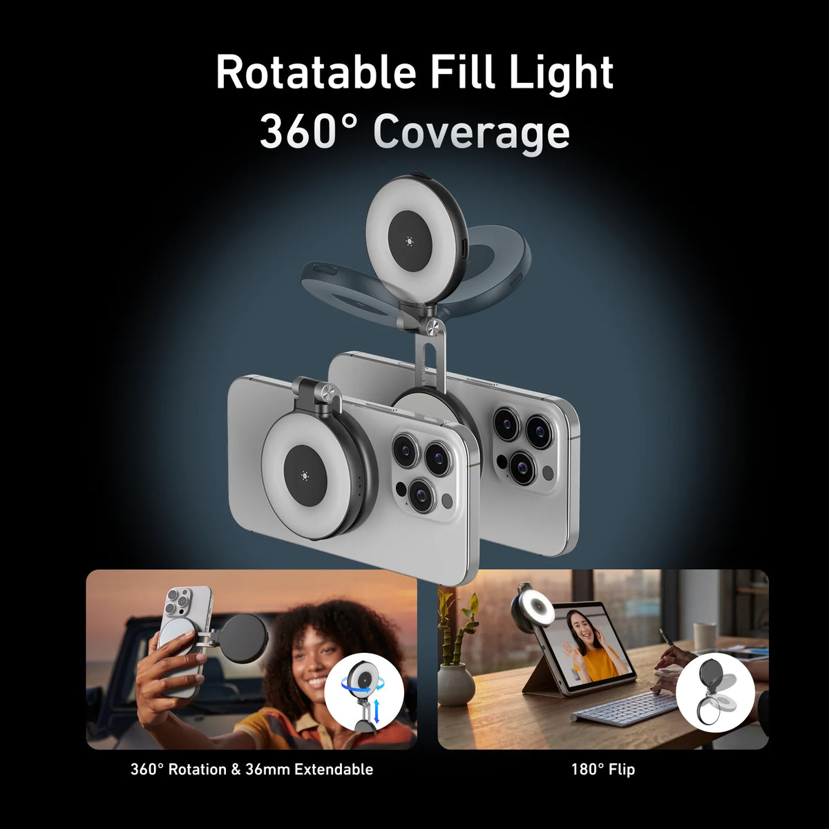 Telesin Magnetic Fill Light Mini Selfie Ring For iPhone MagSafe