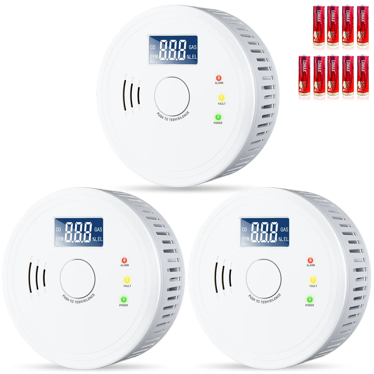 Battery Operated Smoke And Carbon Monoxide Detector Combo Three Pack