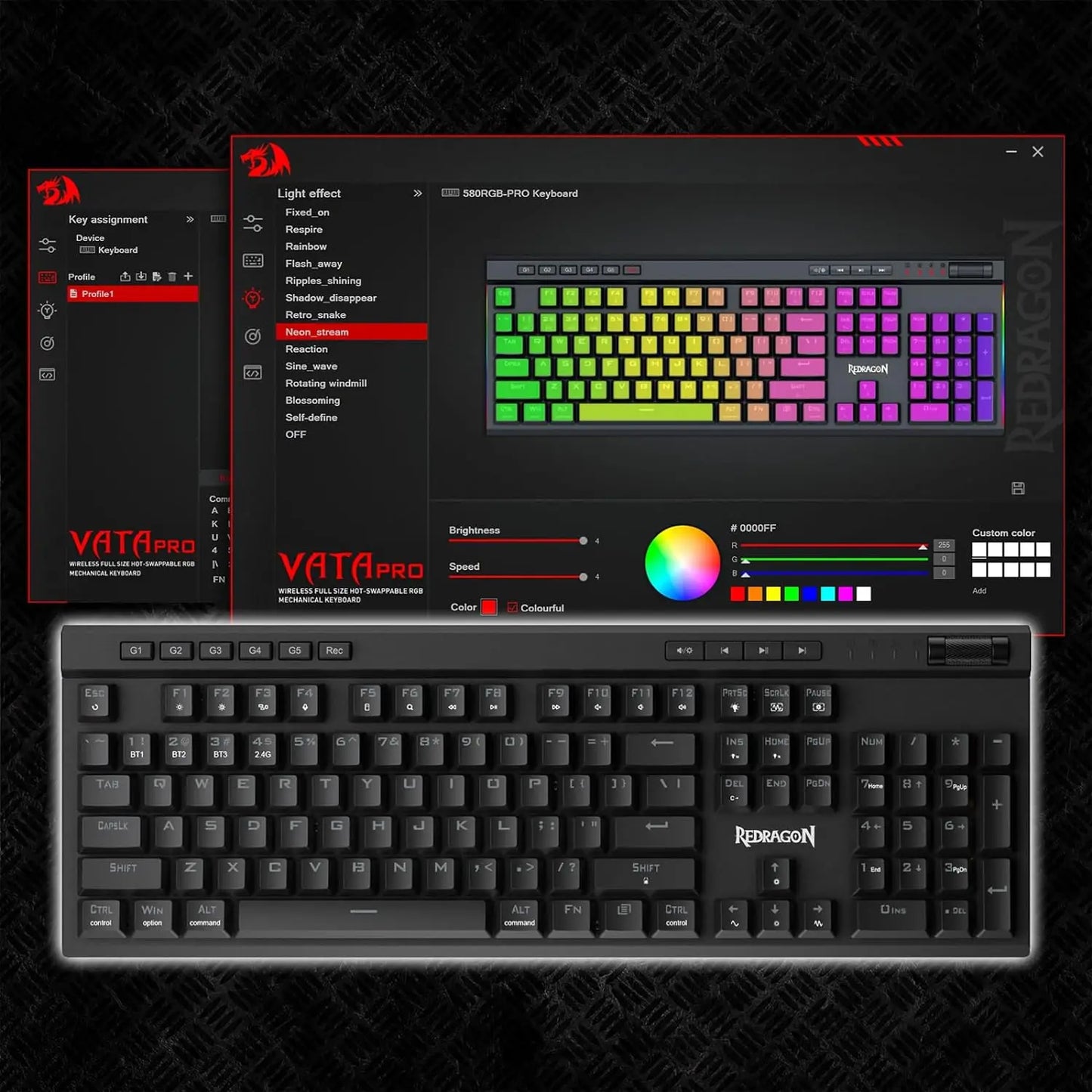 Redragon K580 Pro Wireless RGB Mechanical Keyboard With Hot-Swap