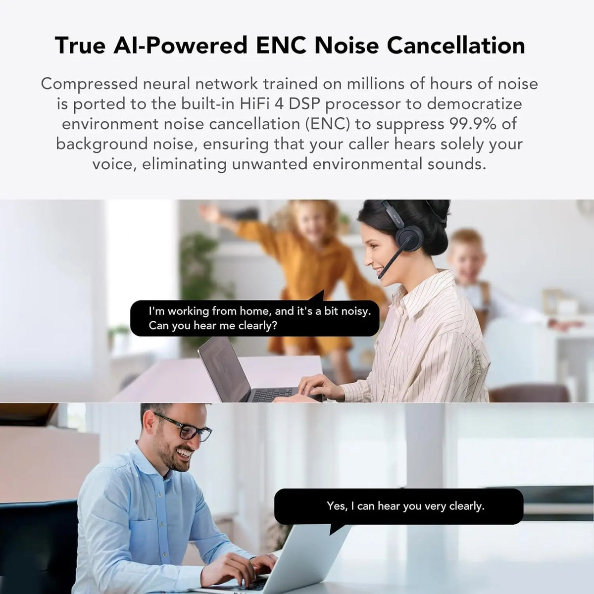 Nouroum Bluetooth 5.3 Over Ear Wireless Headphones Noise Cancelling Mic
