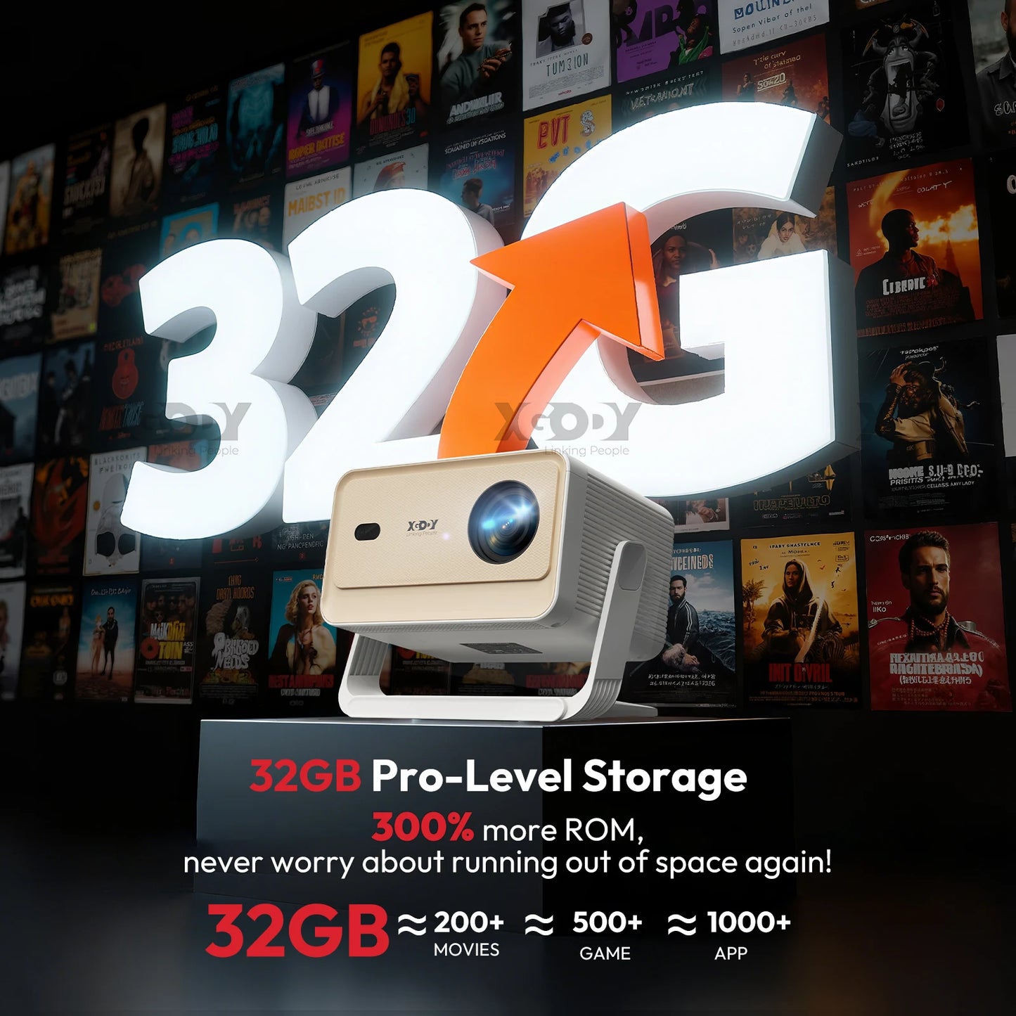 XGODY N6 Pro Projector 4K Netflix Voice Control Android TV