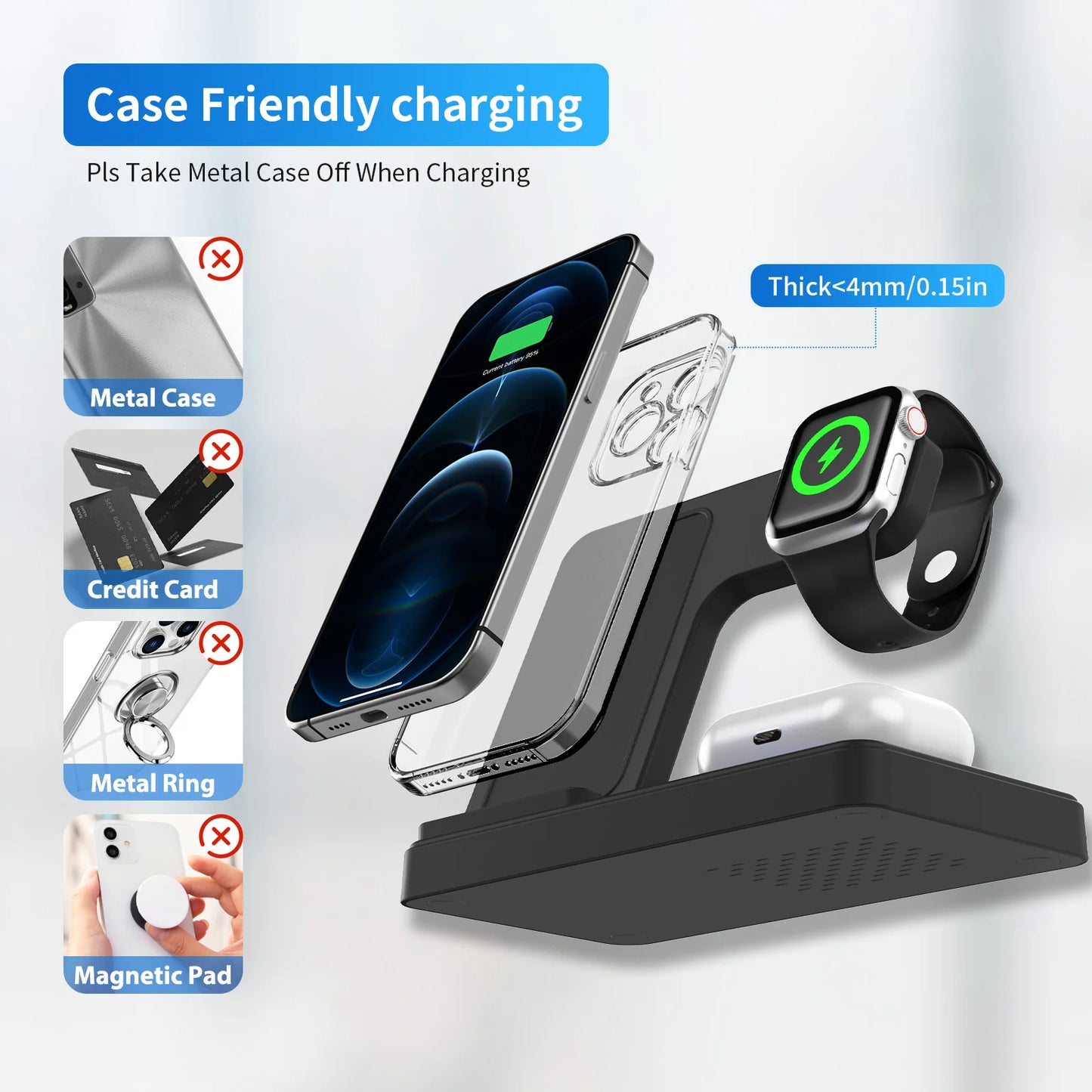 3 In 1 Magnetic Wireless Charger iPhone Watch AirPods