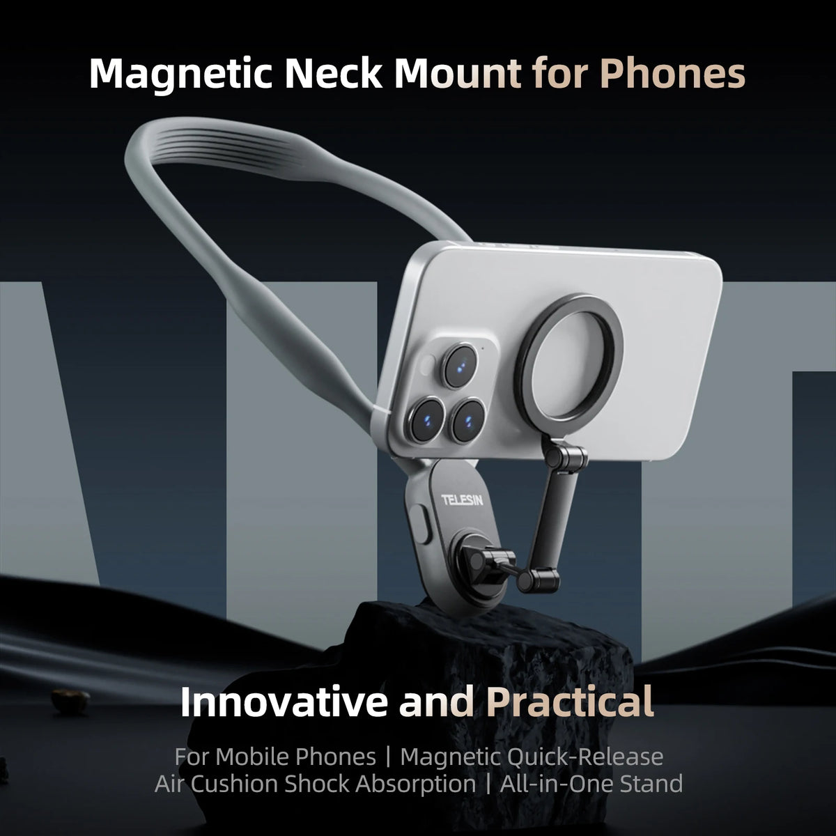TELESIN Silicone Magnetic Neck Mount Quick Release Phone Stand for Iphone Magasafe SAMSUNG HUAWEI XIAOMI Universal Phone Holder