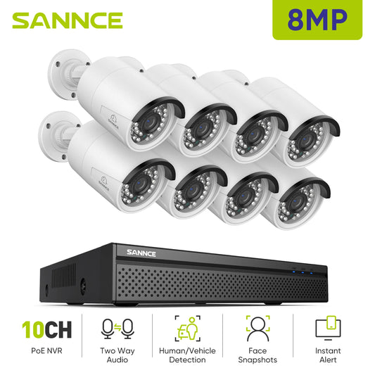 SANNCE 5MP POE Security Camera System 8 Channel NVR Recorder