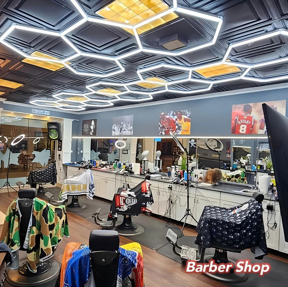 Pibaogu Hexagon LED Honeycomb Ceiling Light For Garage Shop