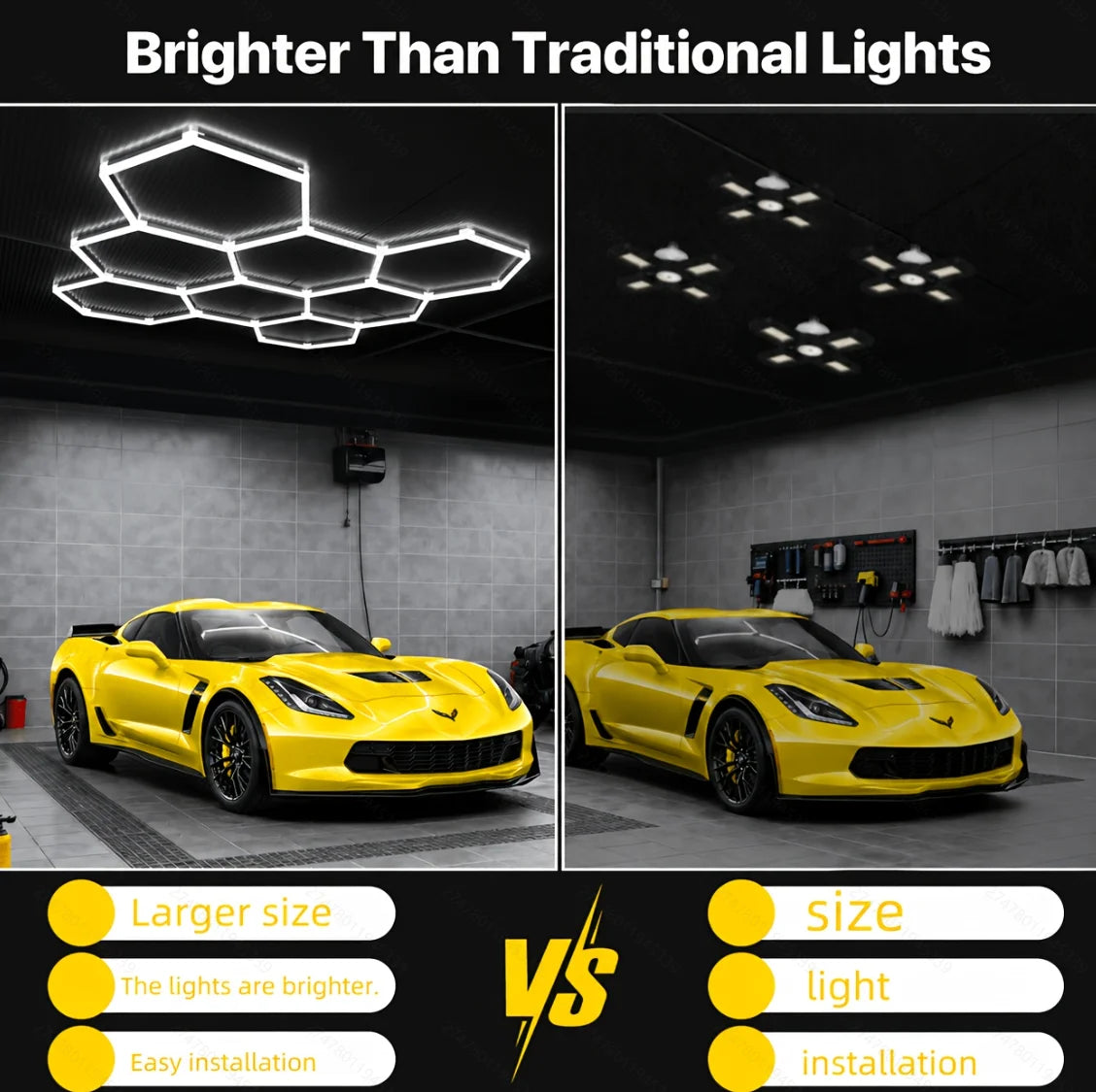 Pibaogu Hexagon LED Honeycomb Ceiling Light For Garage Shop