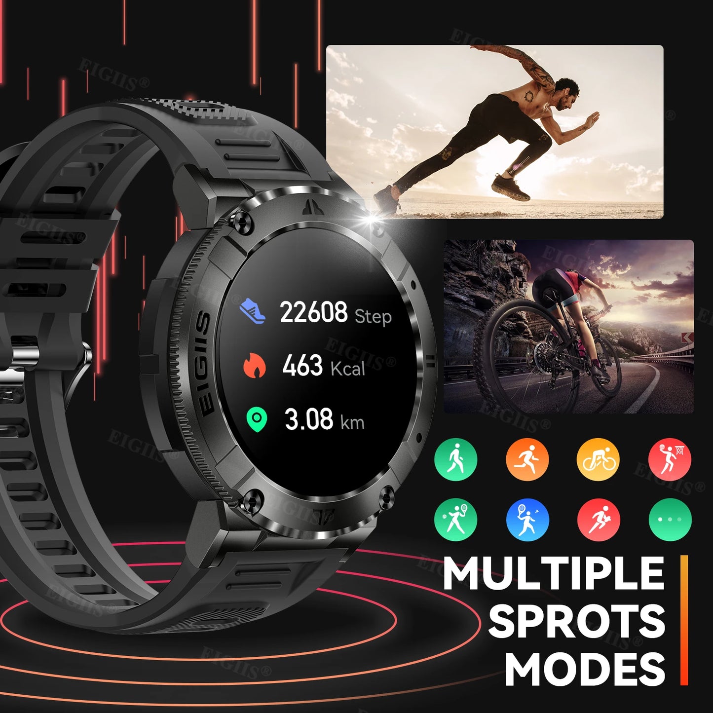 LaNikar Smart Watch Men TFT Display Bluetooth Blood Pressure Monitor