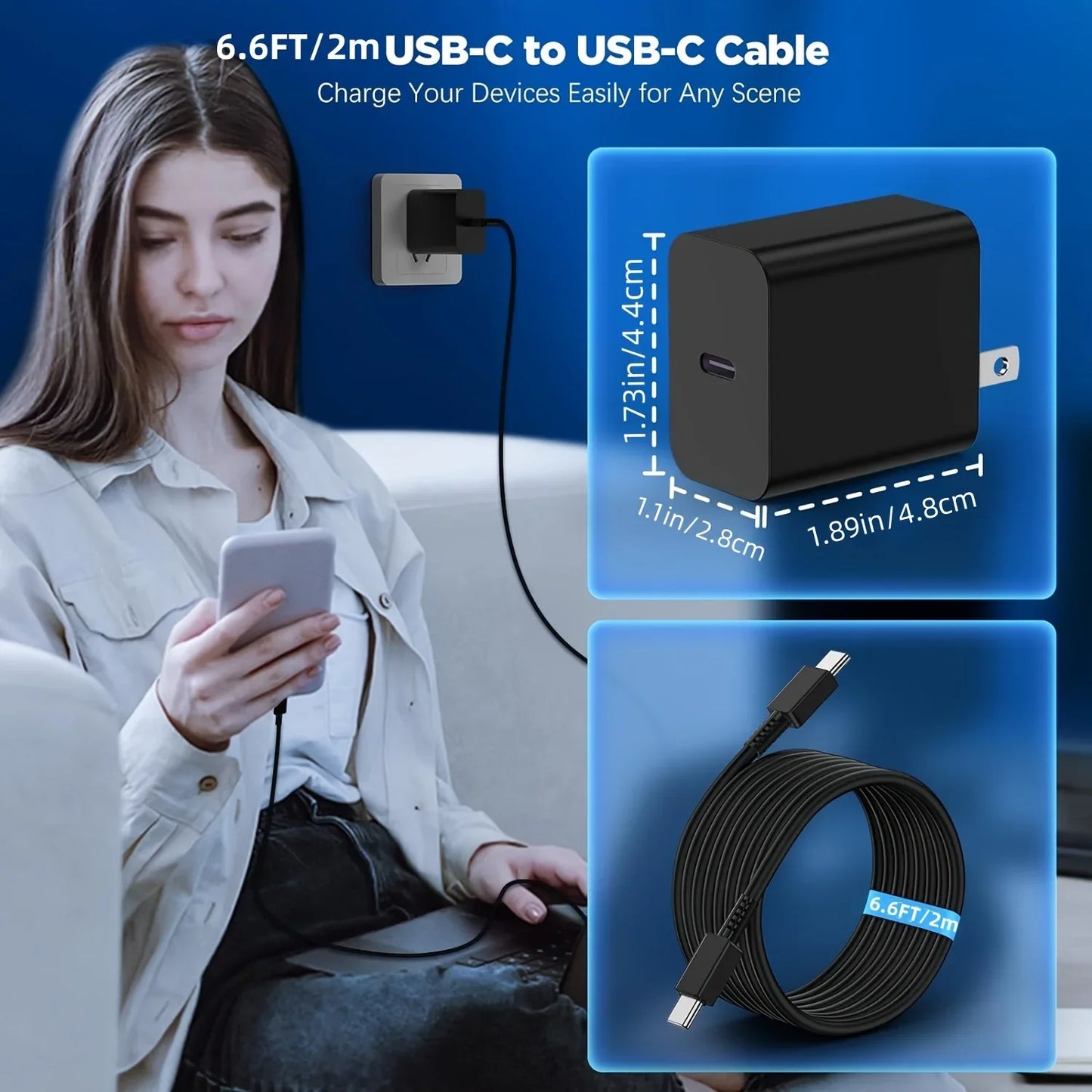 SANPRIO 2Pack 45W USB C Fast Charger Block And Cable For Galaxy iPad Pro