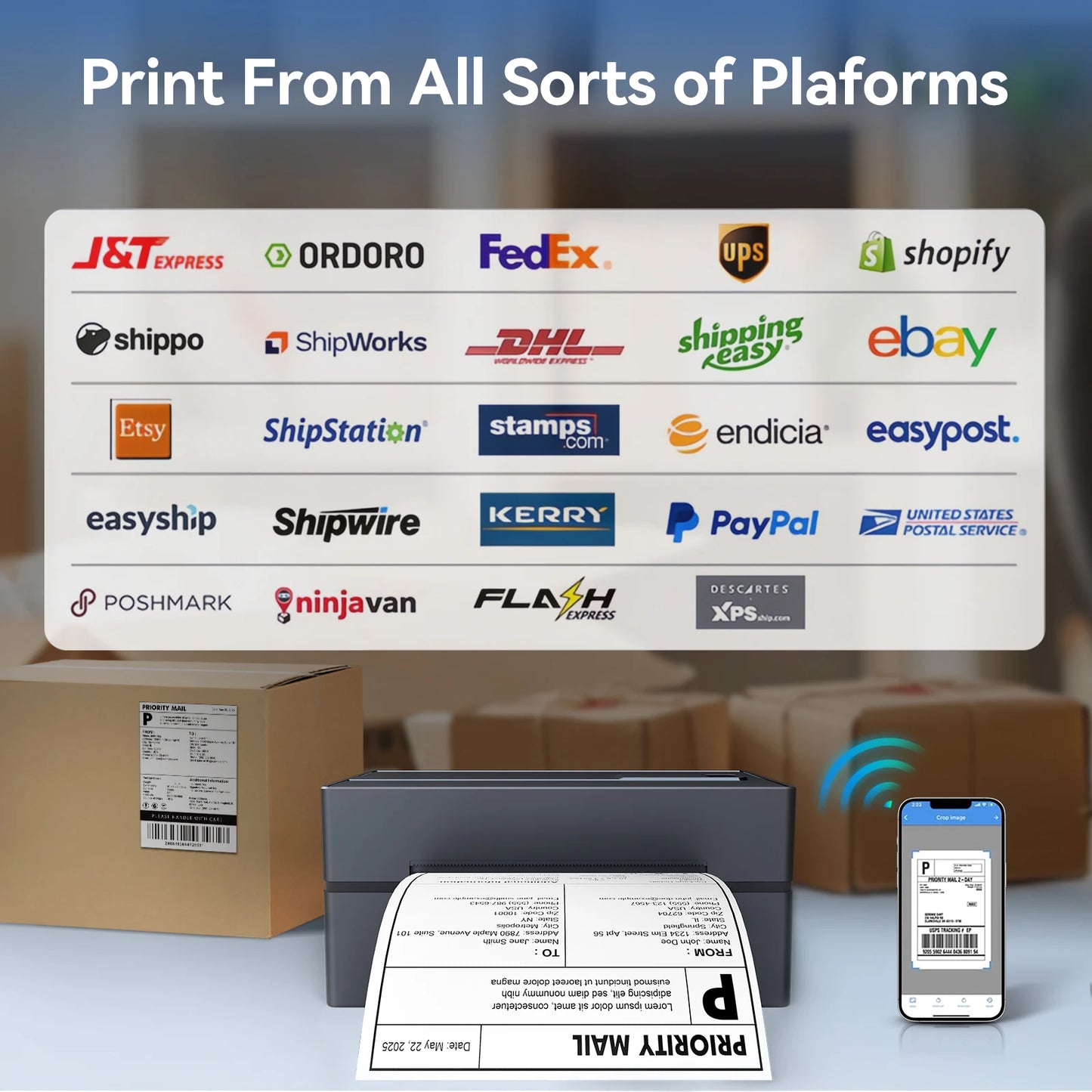 TakeYou Thermal Label Printer Portable No Ink 203DPI Bluetooth USB