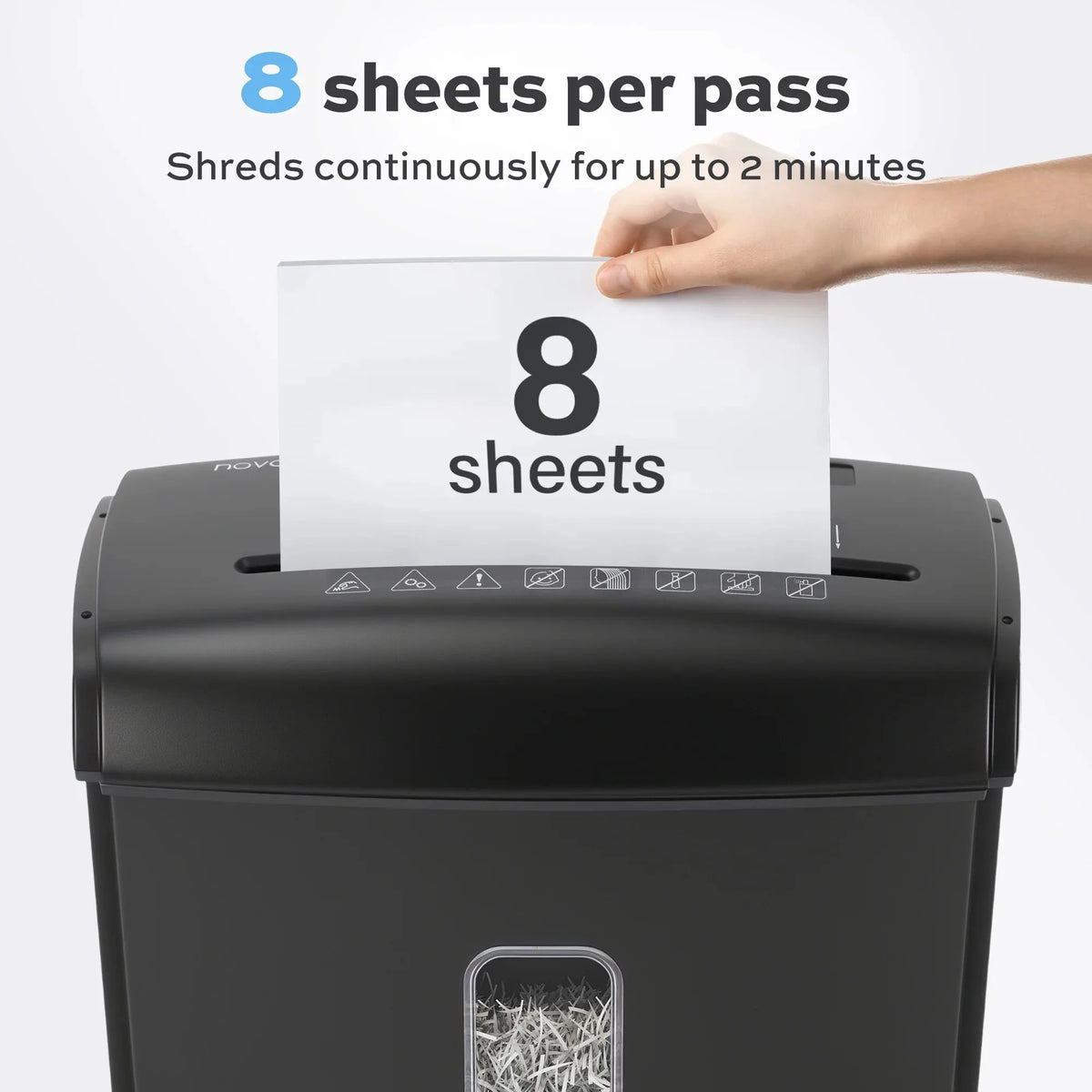 Deli 8 Sheet Micro Cut Shredder With Waste Basket Handle