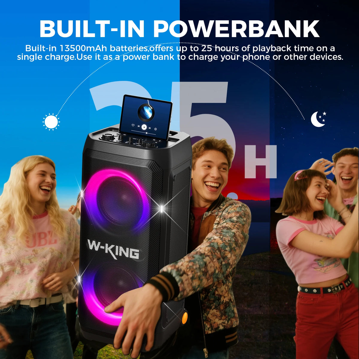 W-King T12 Portable Bluetooth Speaker 370W Max Sound System