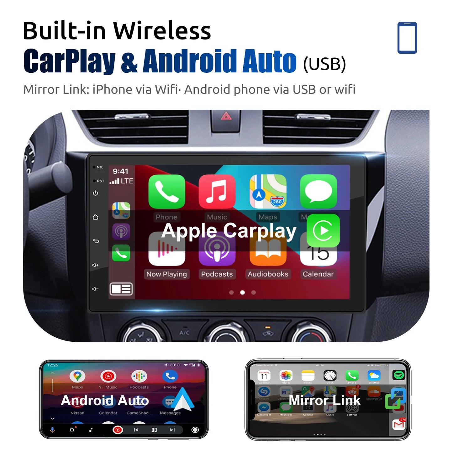 ESSGOO Android Car Radio With Wireless CarPlay And Android Auto