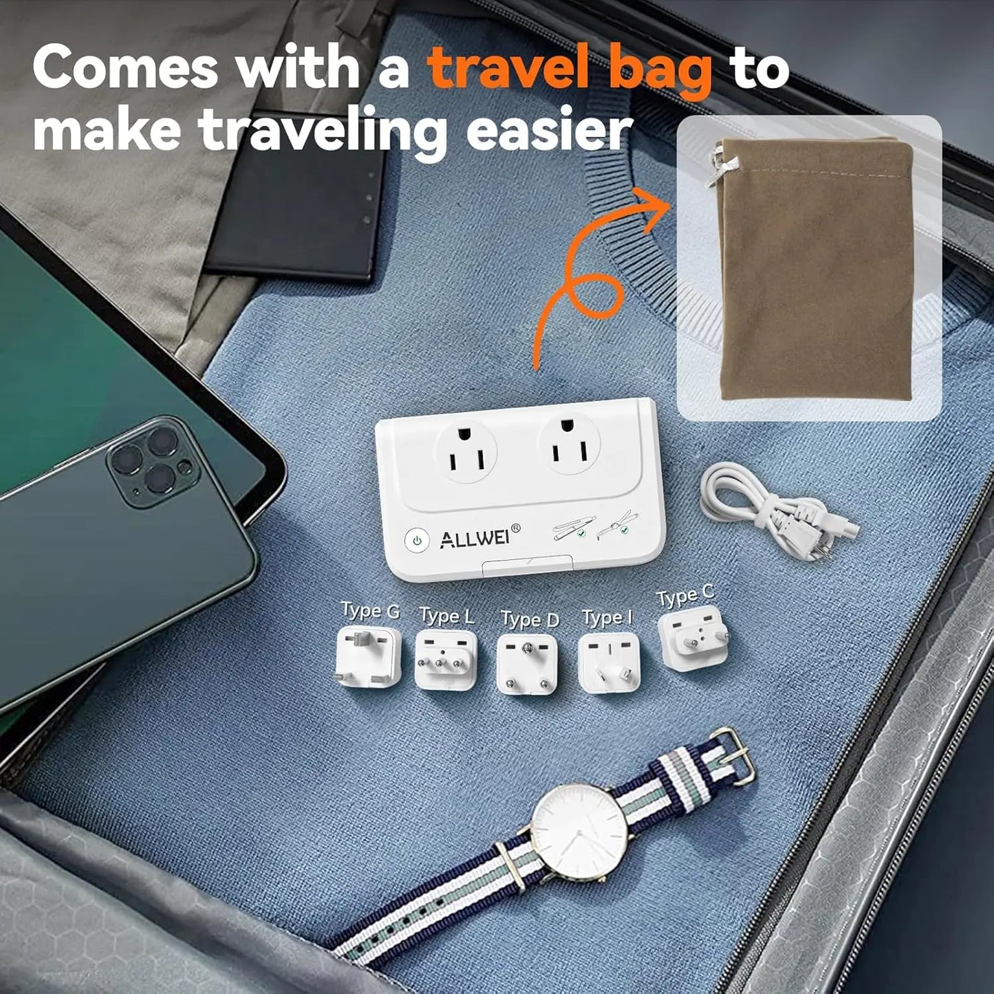 Universal Travel Adapter For Hair Styling Tools 200W