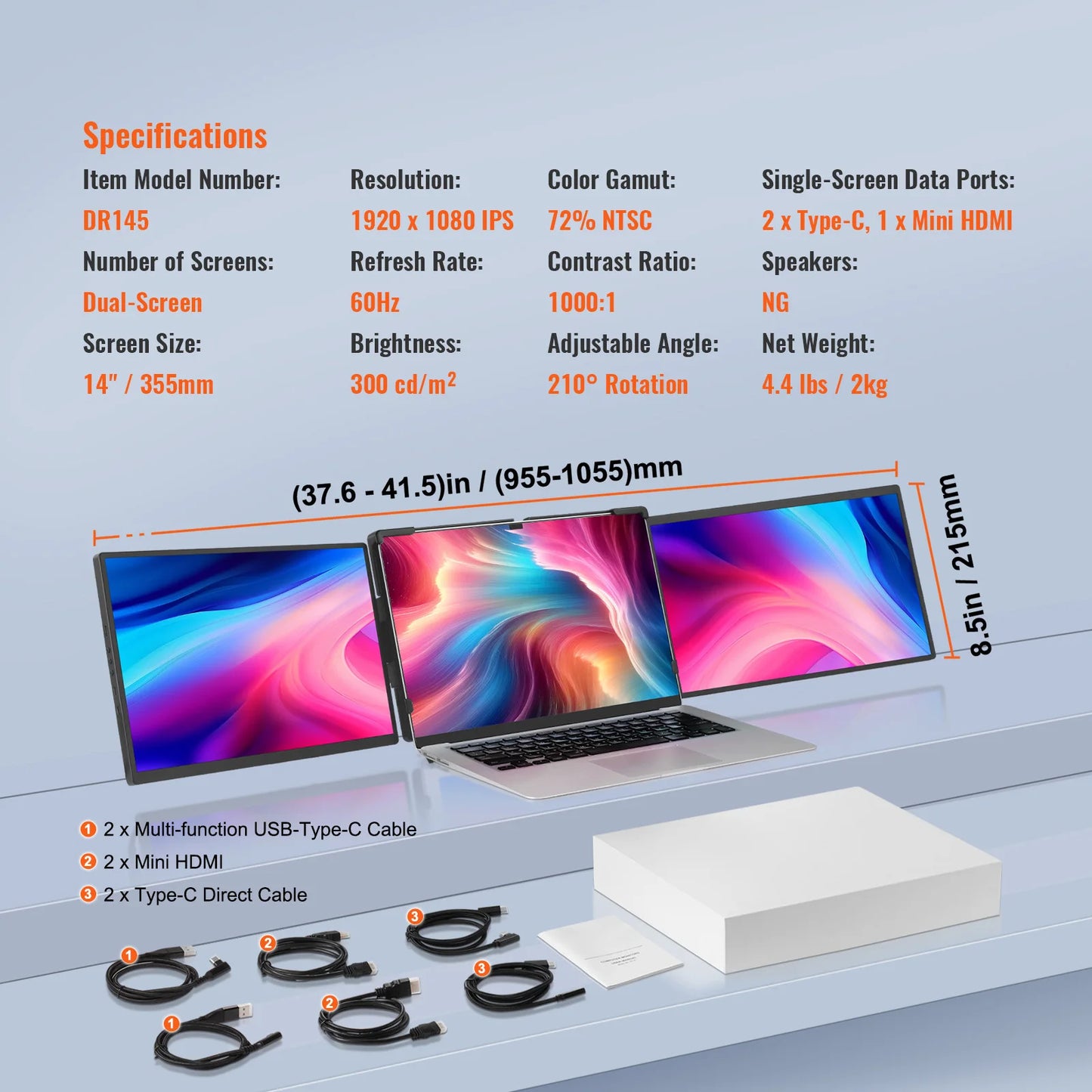 SucceBuy 1080P IPS Portable Monitor With USB-C USB-A HDMI