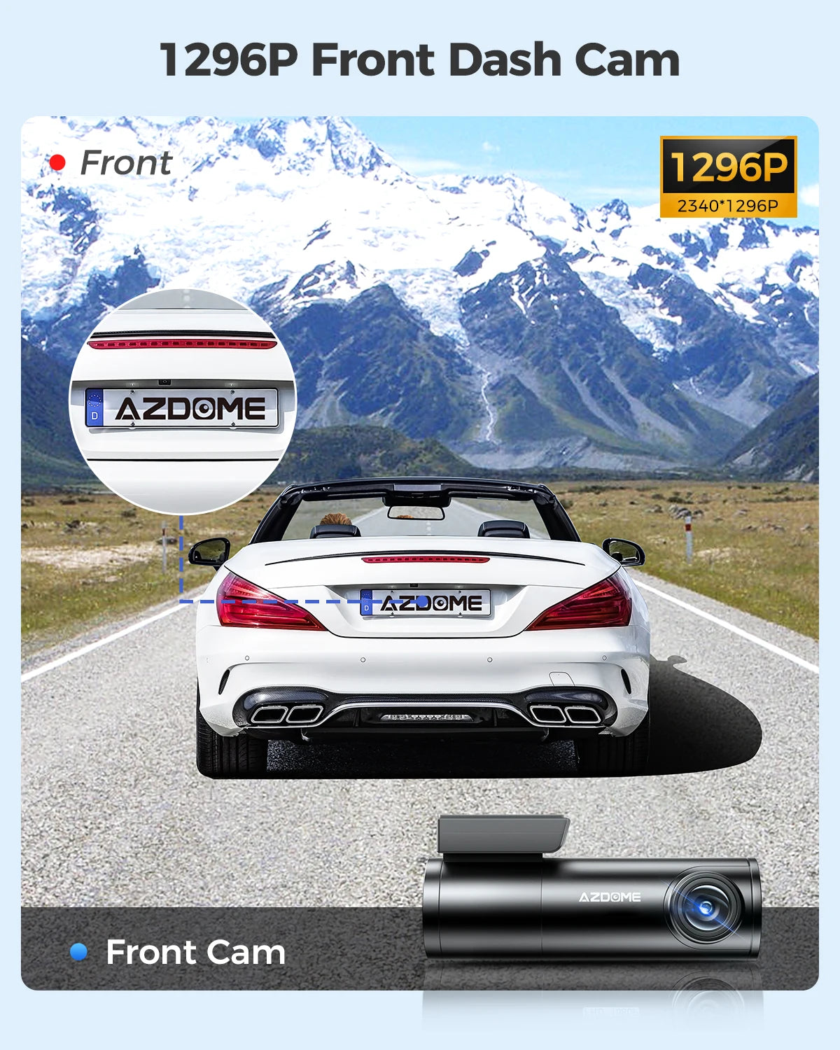 AZDOME 1296P Dash Cam With WiFi Night Vision Parking Monitor