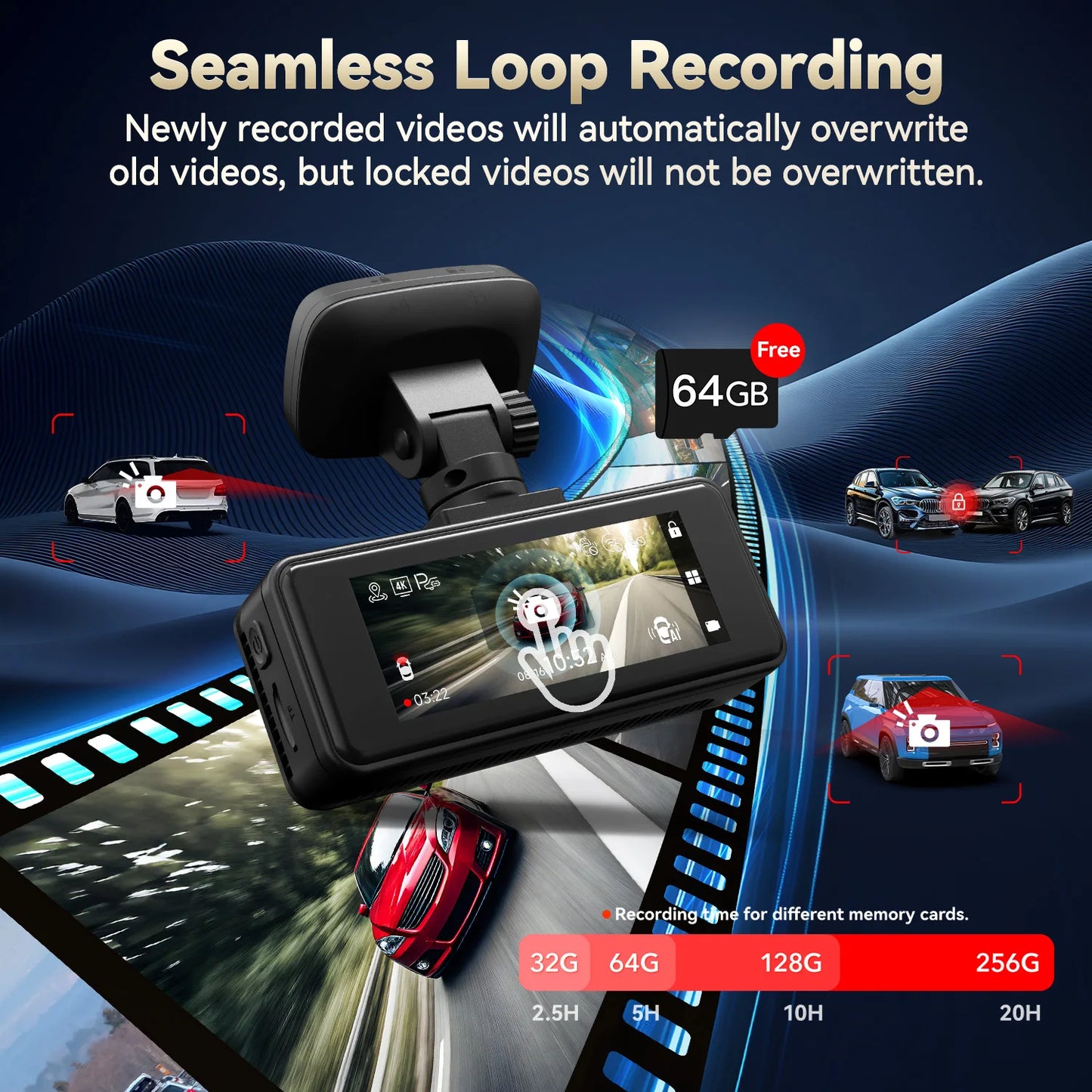 REDTIGER A8 4K Dual Dash Cam Front Rear GPS DVR Night Vision