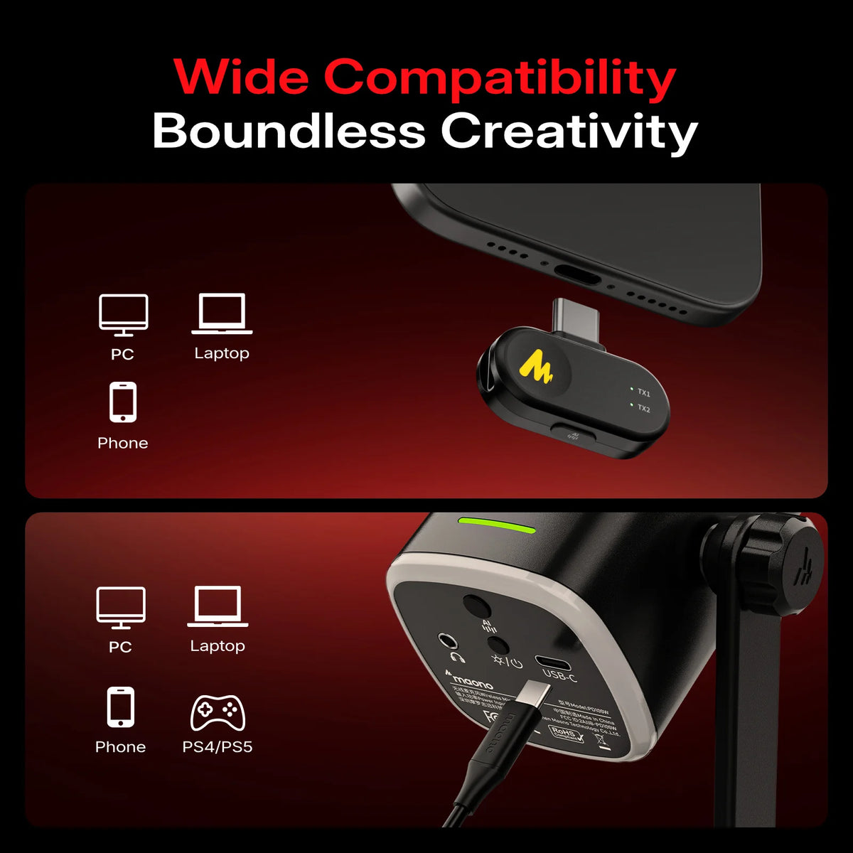 Maono Pd100w Dynamic Usb Microphone For Gaming Streaming Podcast