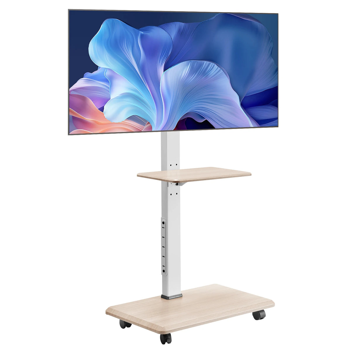 SucceBuy Height Adjustable Rolling TV Stand With Storage Tray
