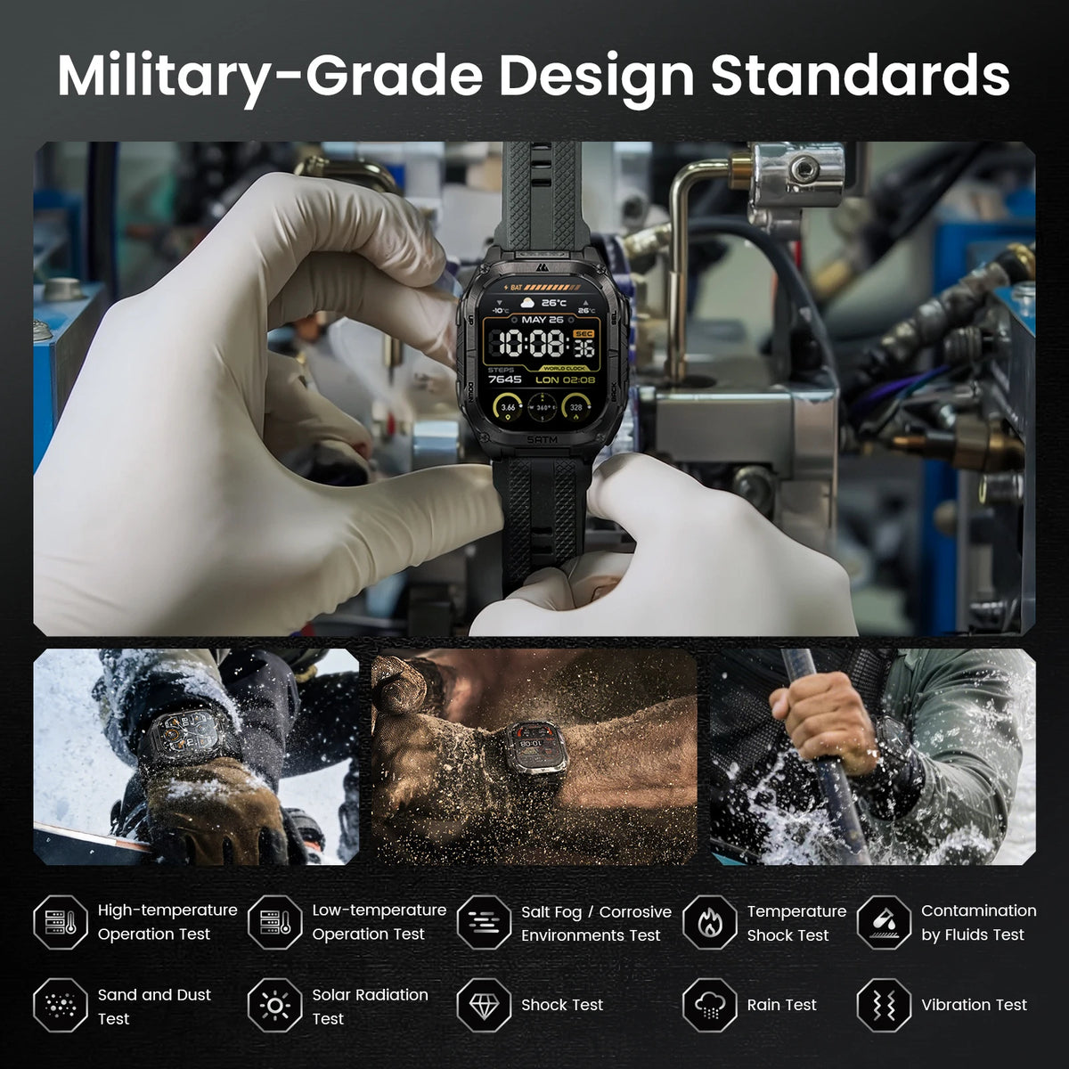 KOSPET TANK M4C GPS Smartwatch For Men Waterproof Integrated Flashlight