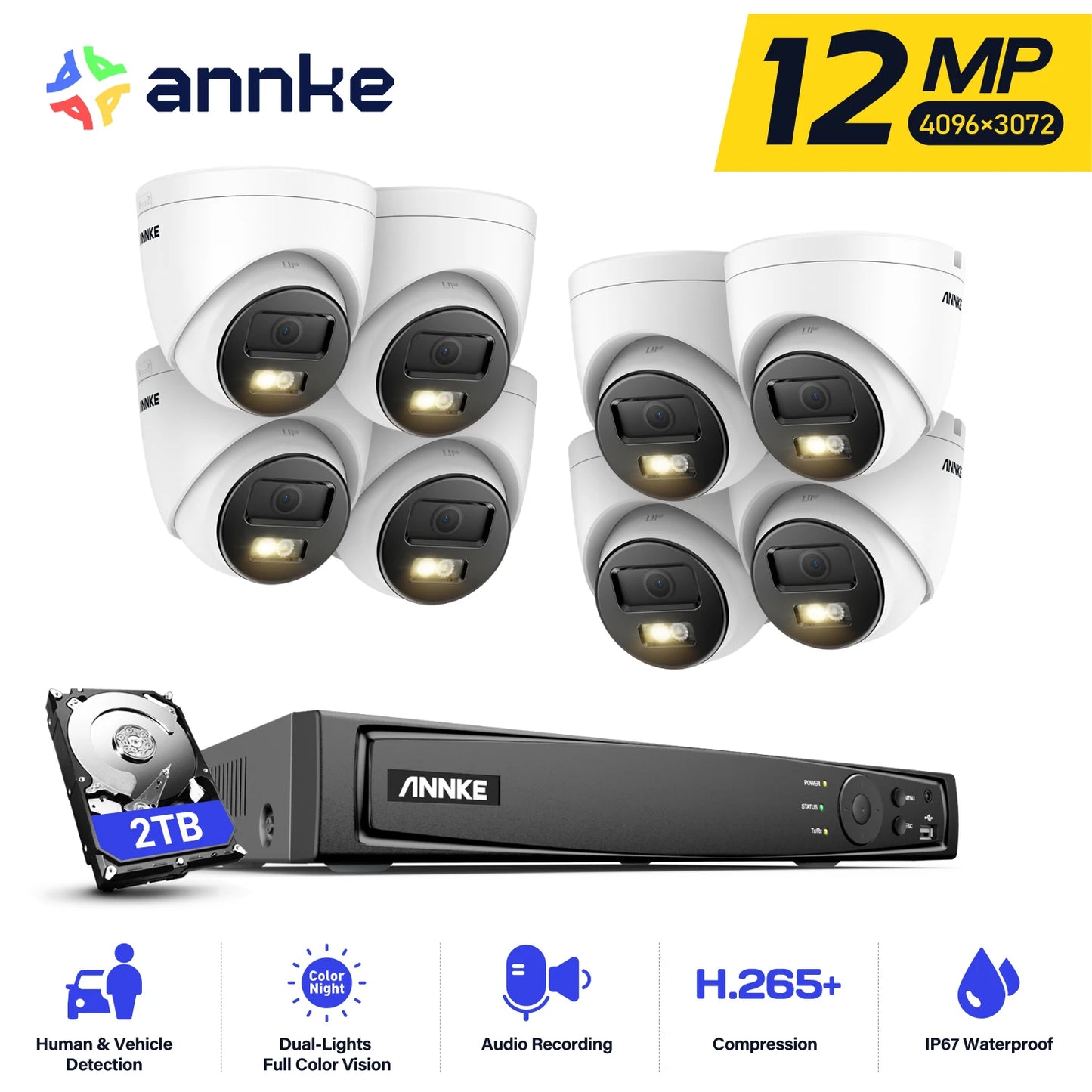 ANNKE 12MP Smart Dual Light PoE Camera Kit 8Channel NVR