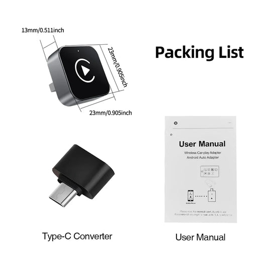 MOJOYCE 2 In 1 Wireless CarPlay Android Auto Adapter
