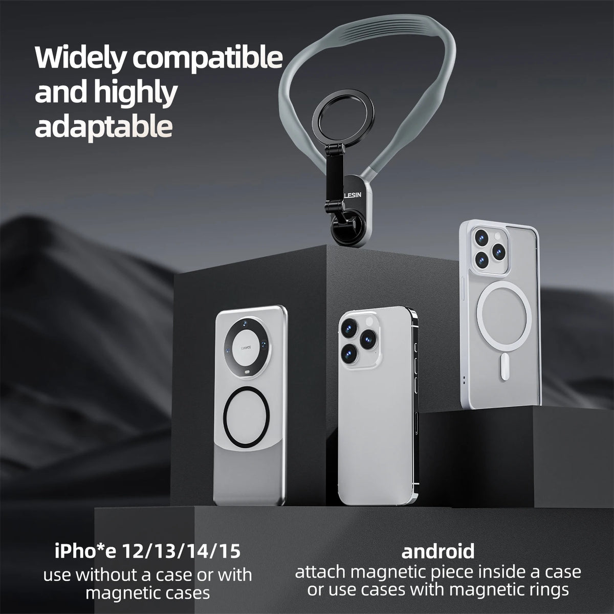 TELESIN Silicone Magnetic Neck Mount Quick Release Phone Stand for Iphone Magasafe SAMSUNG HUAWEI XIAOMI Universal Phone Holder