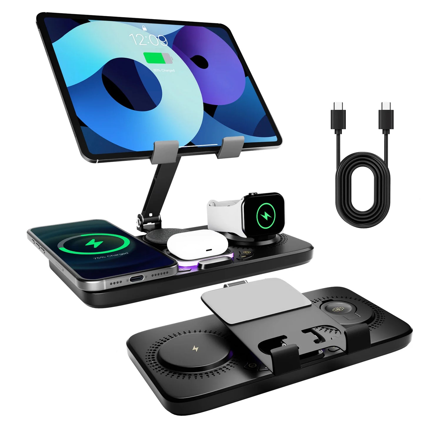 7in1 Wireless Charger Station For iPhone iPad AirPods AppleWatch