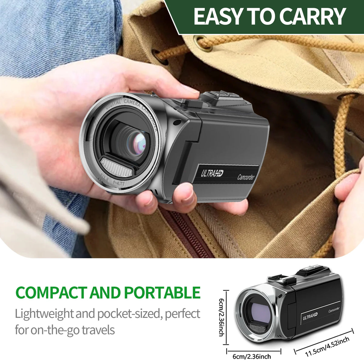 Professional Handheld Vlog Camera 4K 48MP Digital Zoom Flip Screen