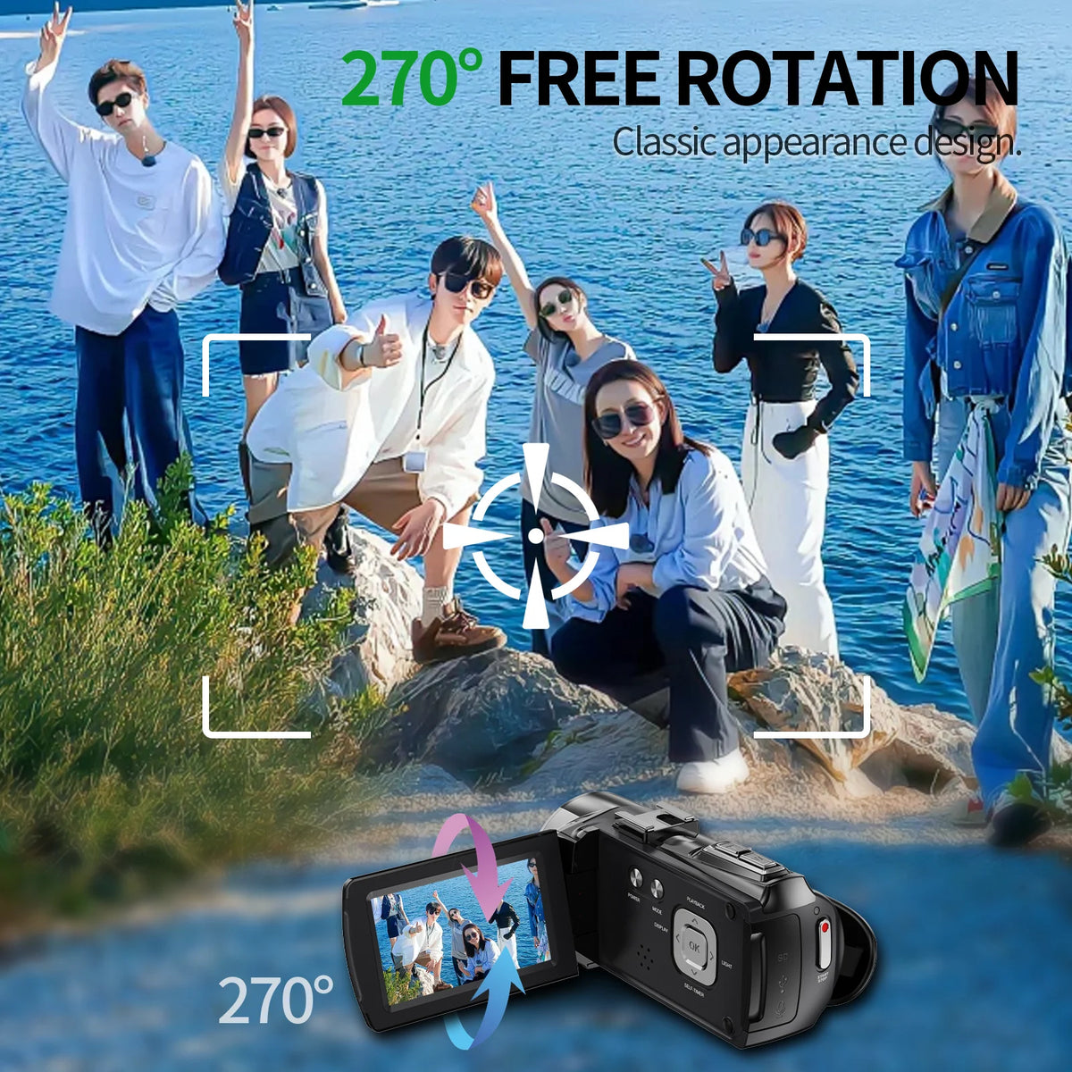Professional Handheld Vlog Camera 4K 48MP Digital Zoom Flip Screen