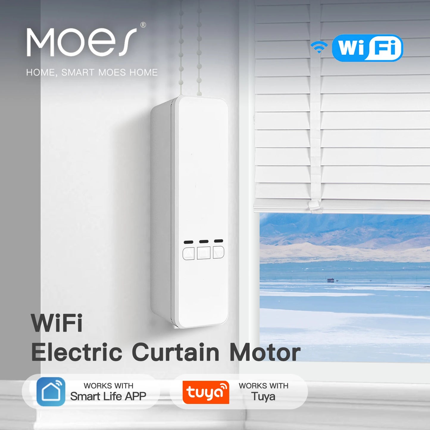 MOES Tuya WiFi Smart Motorized Chain Roller Blinds Kit With RF Remote