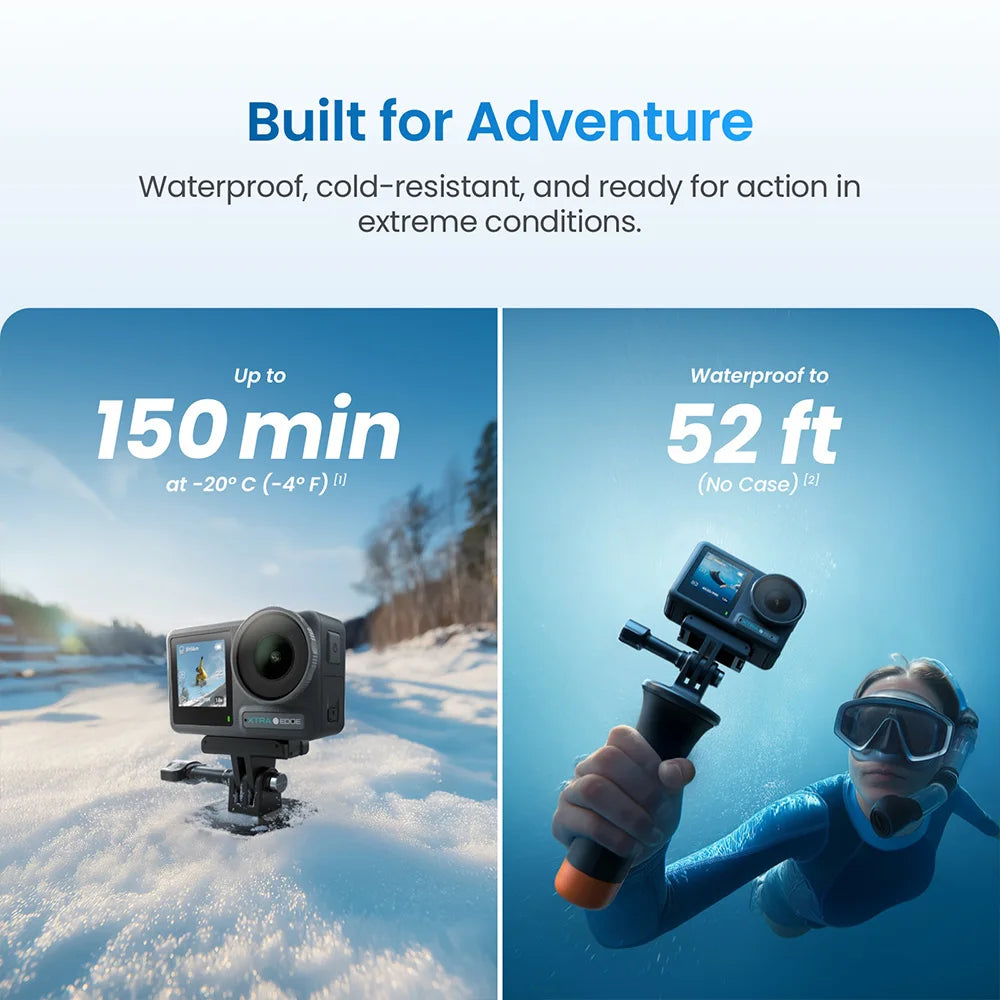 Xtra 4K 120fps Action Camera Dual Screen IP68 Waterproof Stabilized