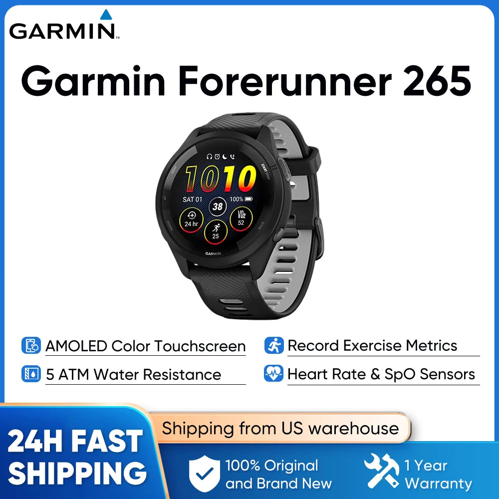 Garmin Forerunner 265 GPS Smartwatch With Heart Rate AMOLED Display