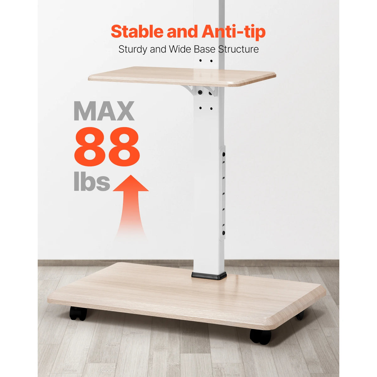 SucceBuy Height Adjustable Rolling TV Stand With Storage Tray