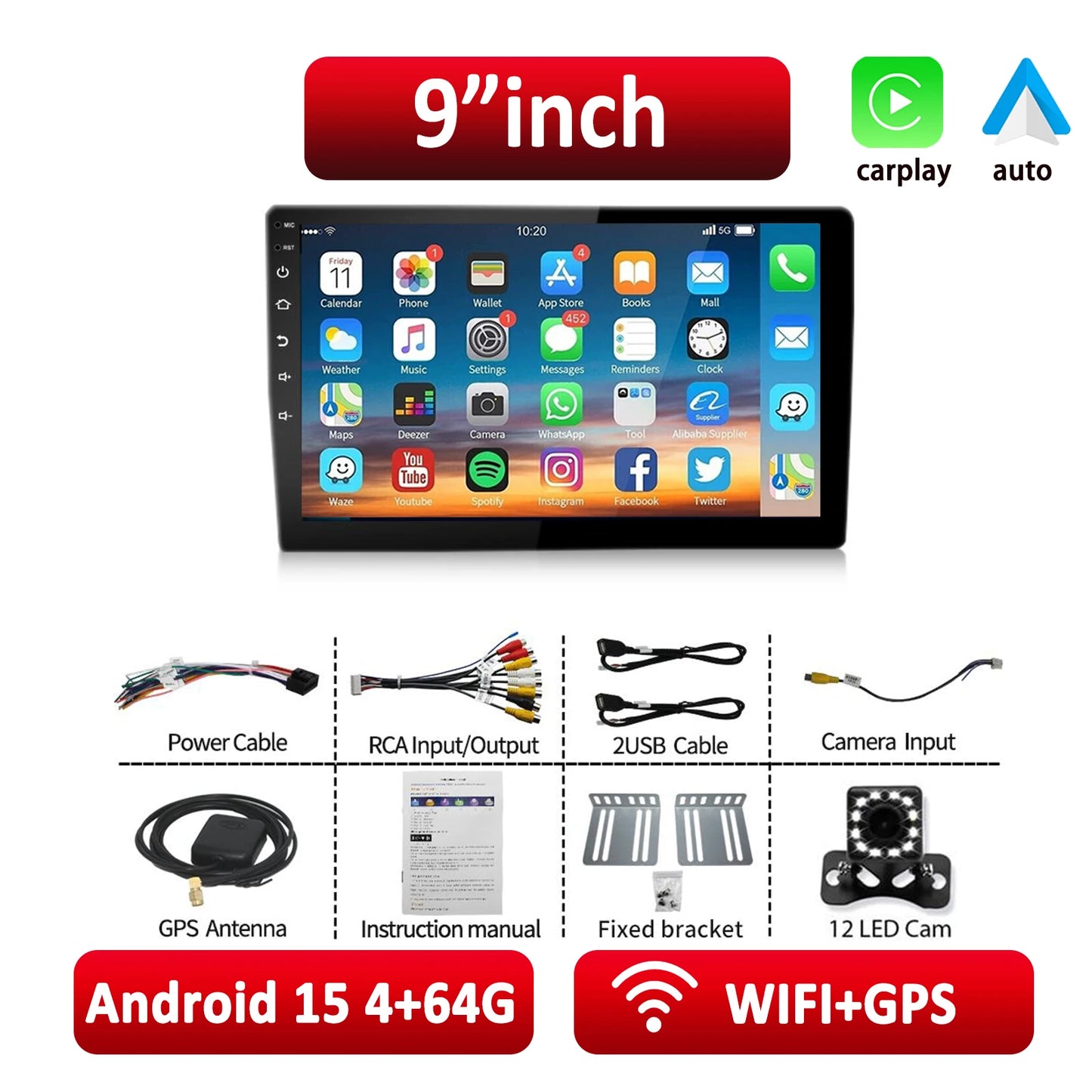 ESSGOO Android Car Radio With Wireless CarPlay And Android Auto