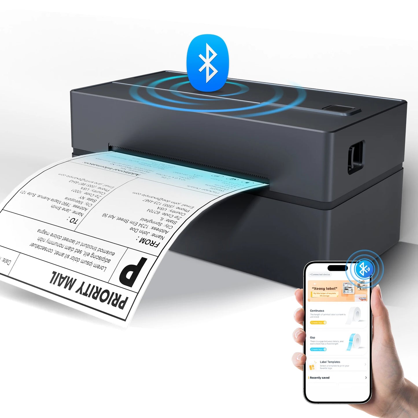 TakeYou Thermal Label Printer Portable No Ink 203DPI Bluetooth USB