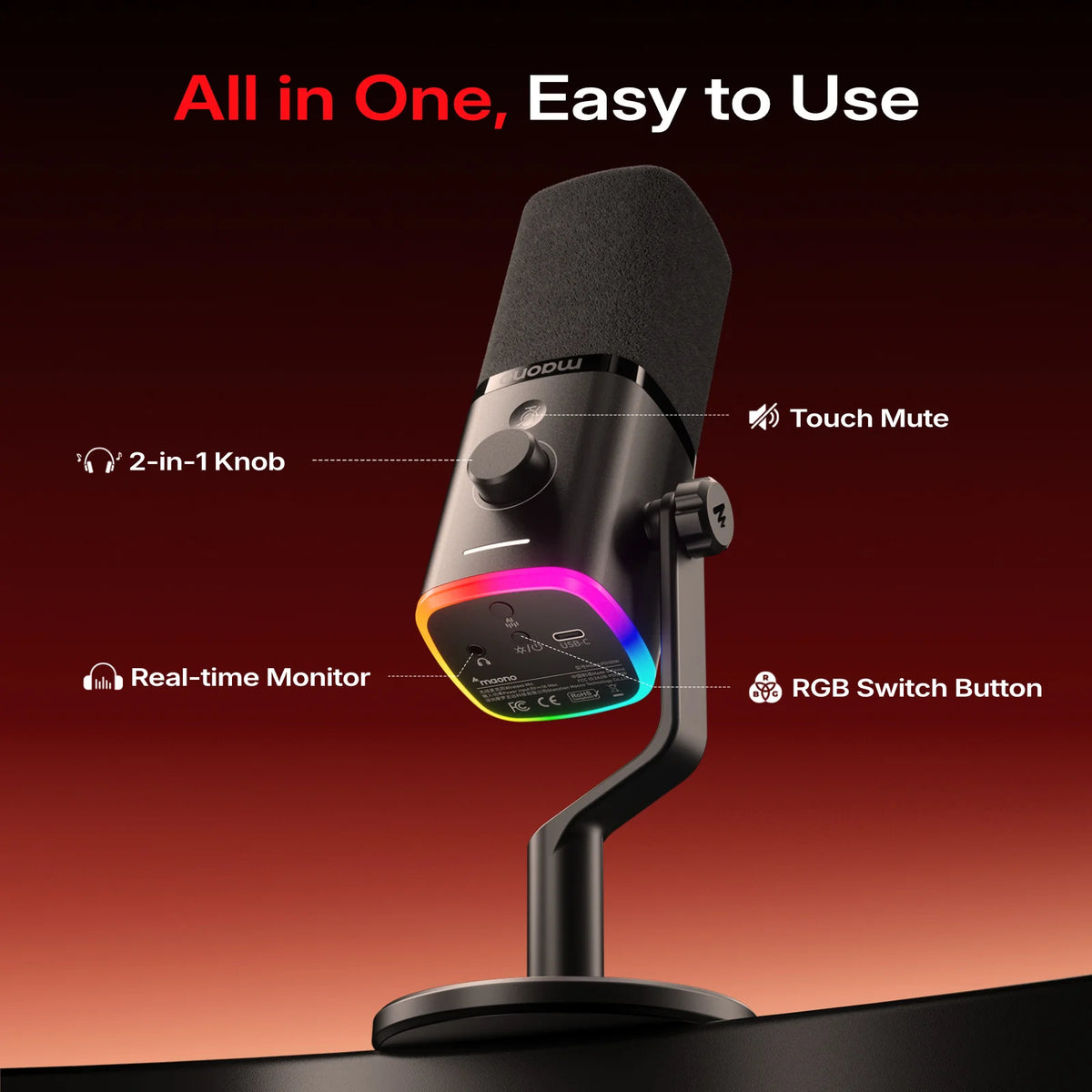Maono Pd100w Dynamic Usb Microphone For Gaming Streaming Podcast