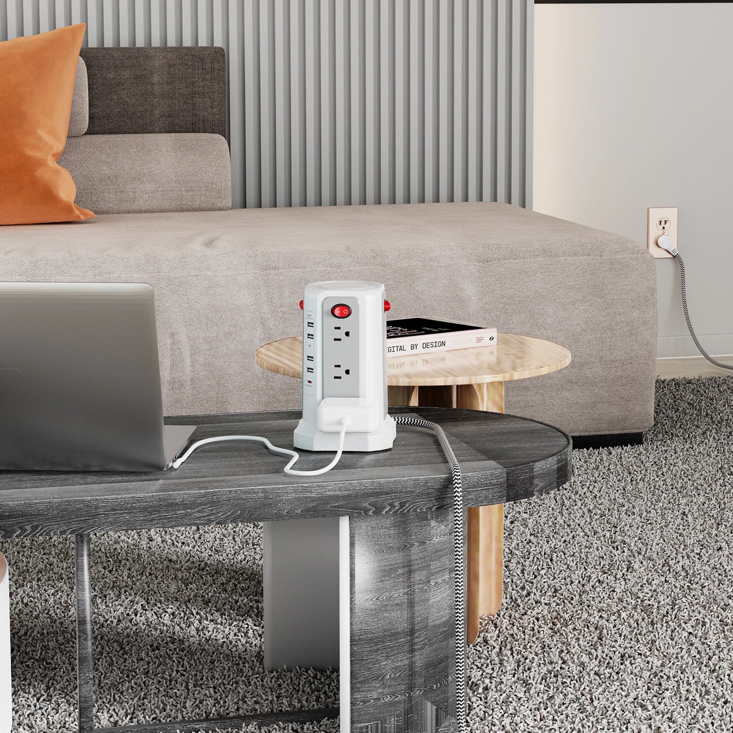 Passus Braided Extension Cord Plug In Board With PD20W Port