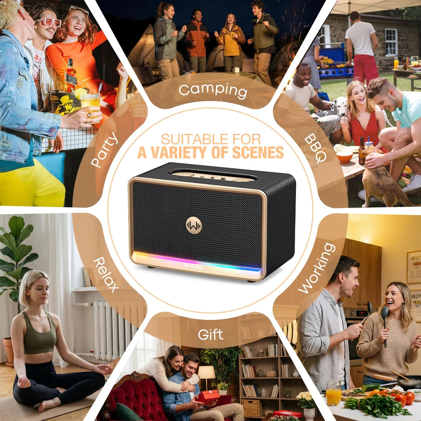 W-King H330 Retro Bluetooth Speaker 120W RMS 210W Max