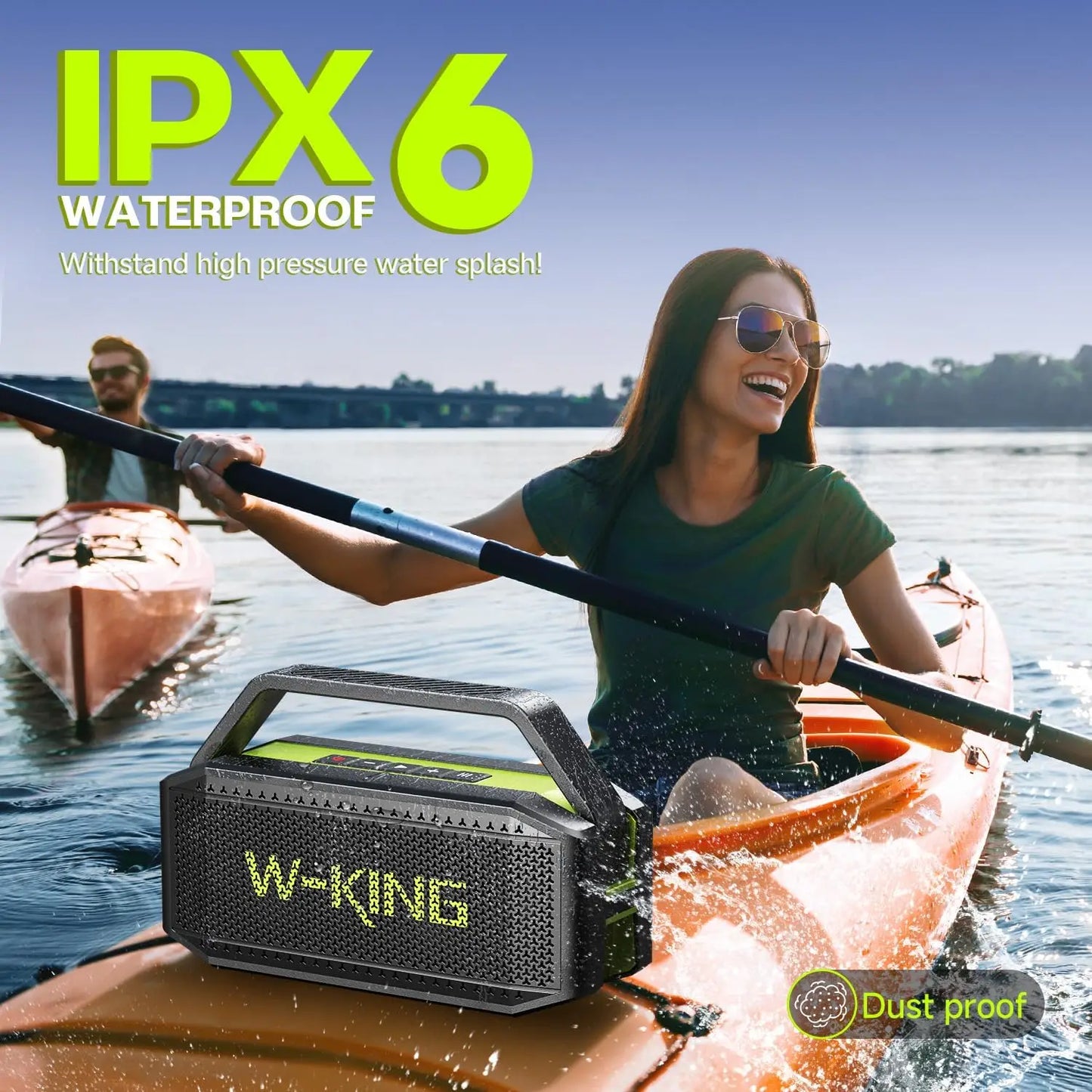 W-King Portable Bluetooth Speaker With Subwoofer 100W Peak Outdoor Waterproof