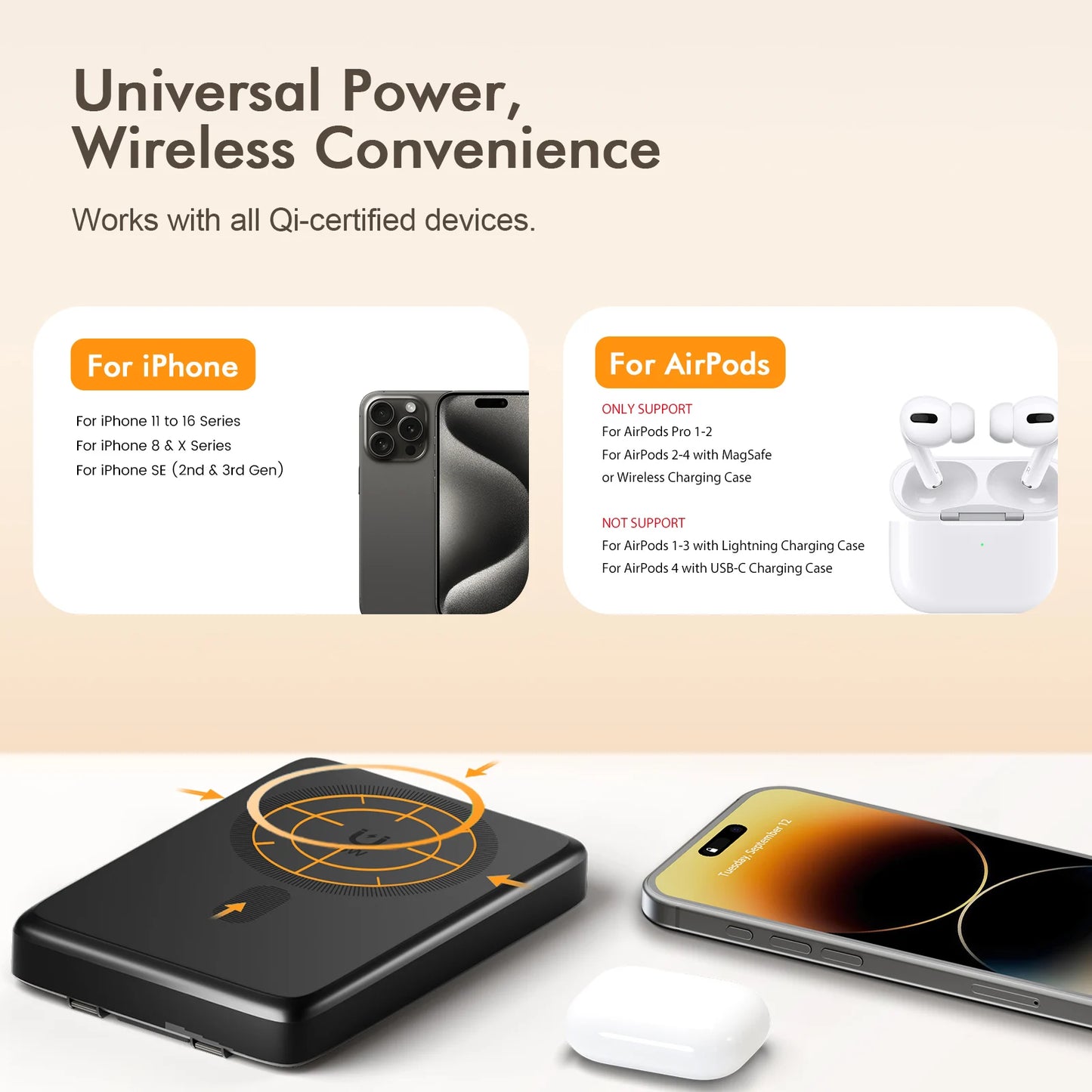 3 in 1 Foldable Qi Wireless Charger Stand For iPhone
