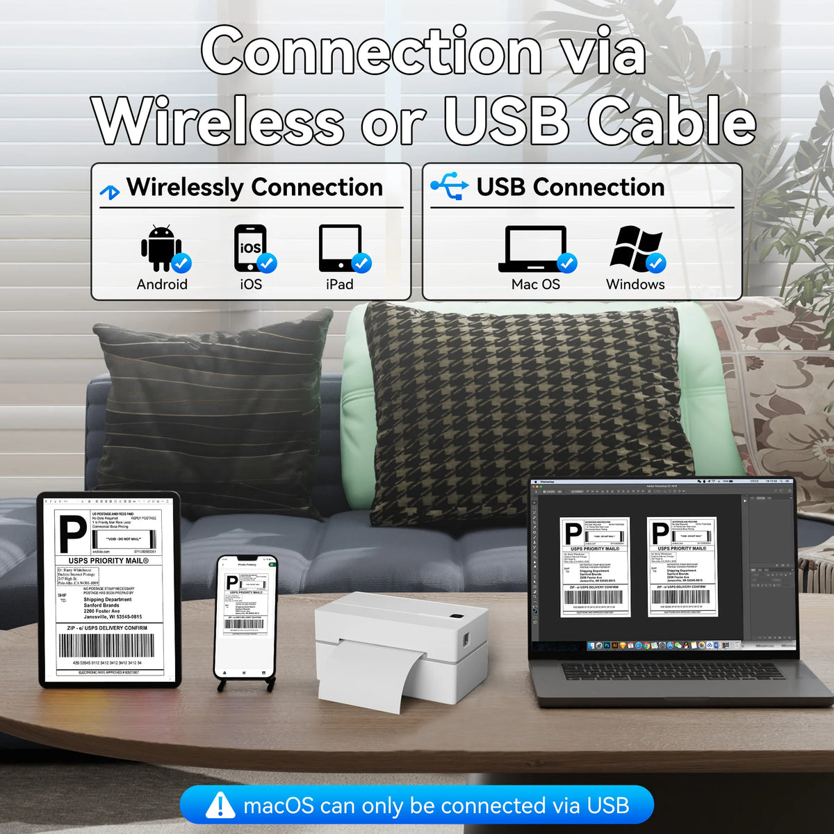 PeriPage Bluetooth Thermal Shipping Label Printer For Windows And Mac