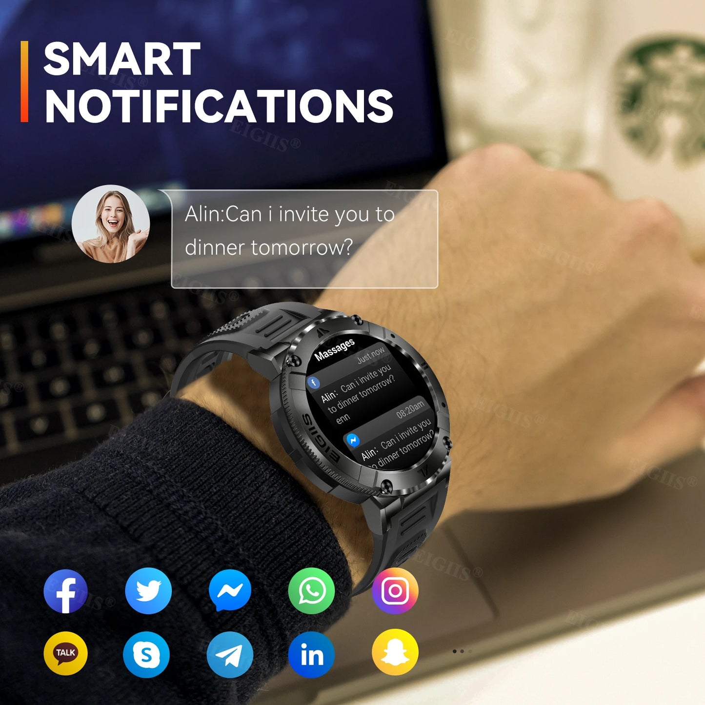 LaNikar Smart Watch Men TFT Display Bluetooth Blood Pressure Monitor