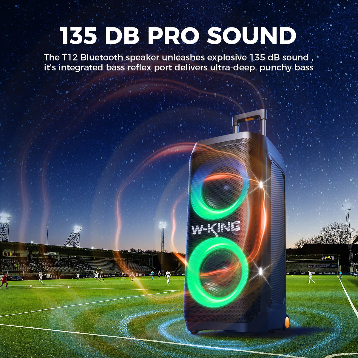 W-King T12 Portable Bluetooth Speaker 370W Max Sound System